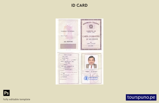 lista para imprimir la plantilla de Tarjeta de Identidad de Italia (La Carta D'I